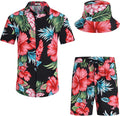Men's Flower Hawaiian Shirt and Shorts Set - Lightweight Holiday