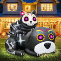 Day of The Dead 5 ft Inflatable Sugar Skull Dog and Cat - Festive Yard