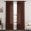 Rustic Brown Linen Curtains 84 in Length 2 Panels Set - Light