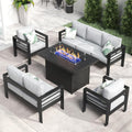 LayinSun Aluminum Patio Sectional with Fire Pit Table - Cozy Outdoor