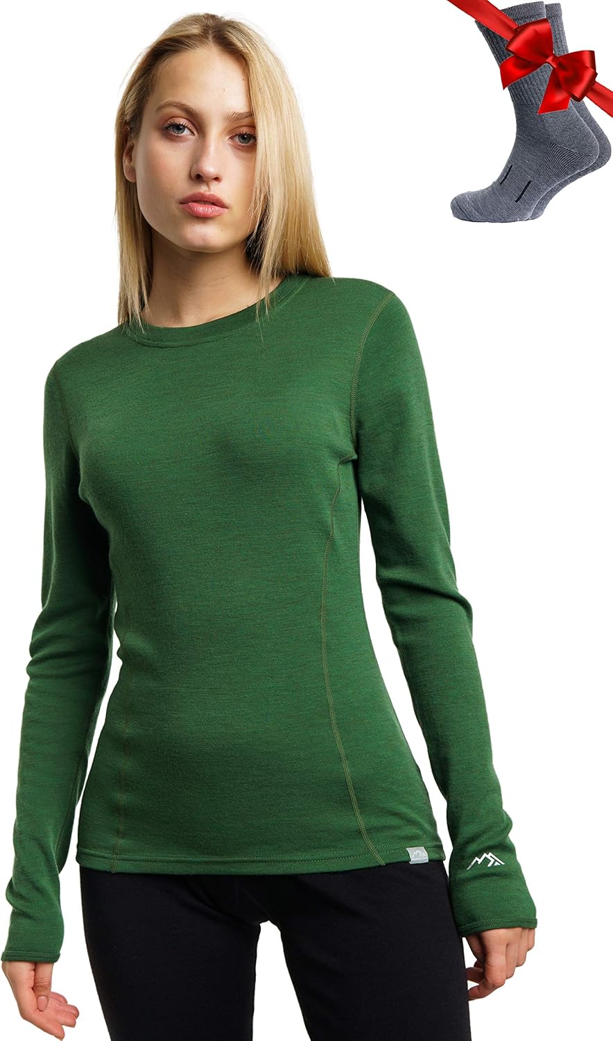 Merino Wool Base Layer Women - Super Soft Thermal Shirt & Socks