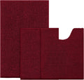 BYSURE Burgundy Red Bathroom Rugs Set 3-Piece - Plush Absorbent