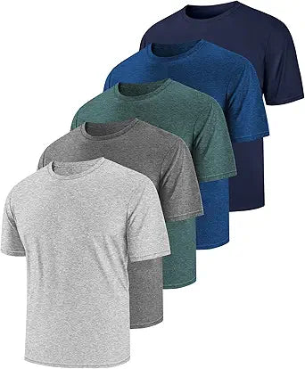 5 Pack Men's Workout Shirts Short Sleeve Dry Fit T Shirts UPF 50