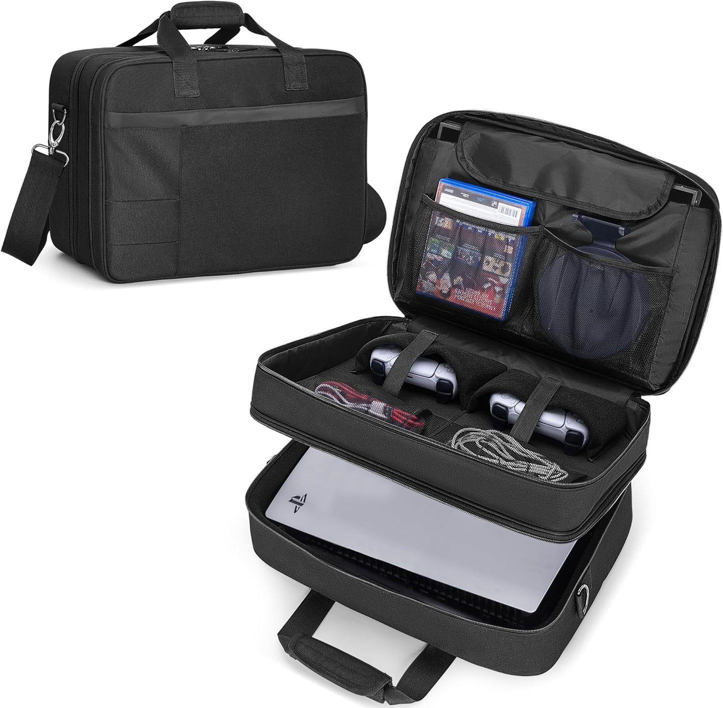 CURMIO Game Console Carrying Case for PS5 and Xbox Series S