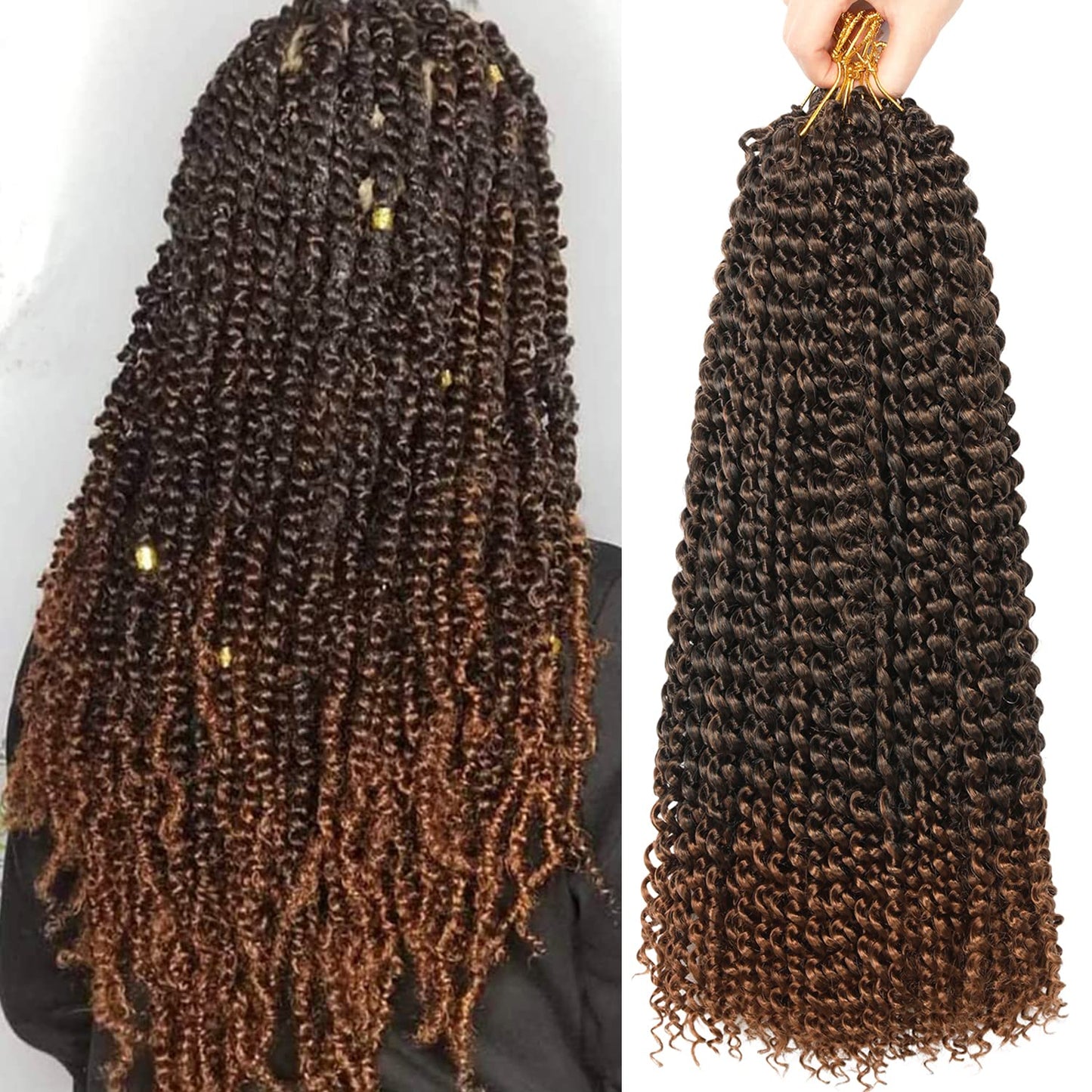 Passion Twist Hair Extensions for Women - Ombre Brown Water Wave