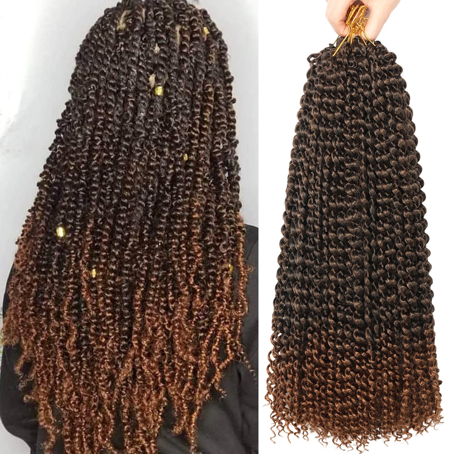 Passion Twist Hair Extensions for Women - Ombre Brown Water Wave