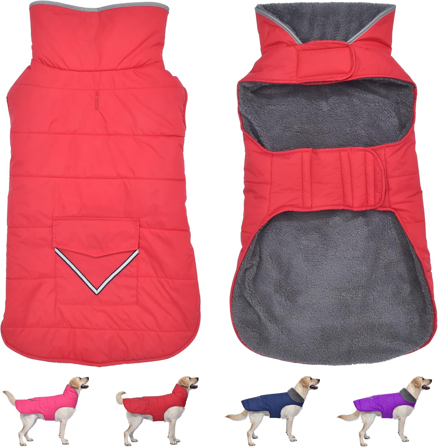 Waterproof Dog Winter Jacket with Pocket for All Sizes