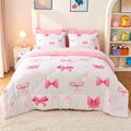 Pink Bow Full Bedding Set for Girls - 7 Piece Wajade