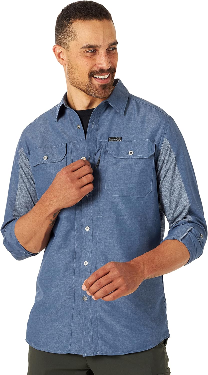 ATG by Wrangler Men's Long Sleeve Mixed Material Utility Shirt