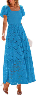 Summer Eyelet Smocked Maxi Dress - Flattering Wedding Guest Dress