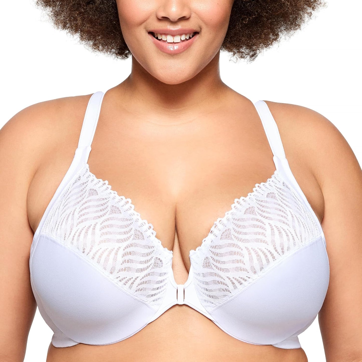 Glamorise Womens Front-Close T-Back Wonderwire Underwire Bra
