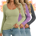 Ficerd 3 Pack Women's Thermal Long Sleeve Scoop Neck Tops - Warm Base