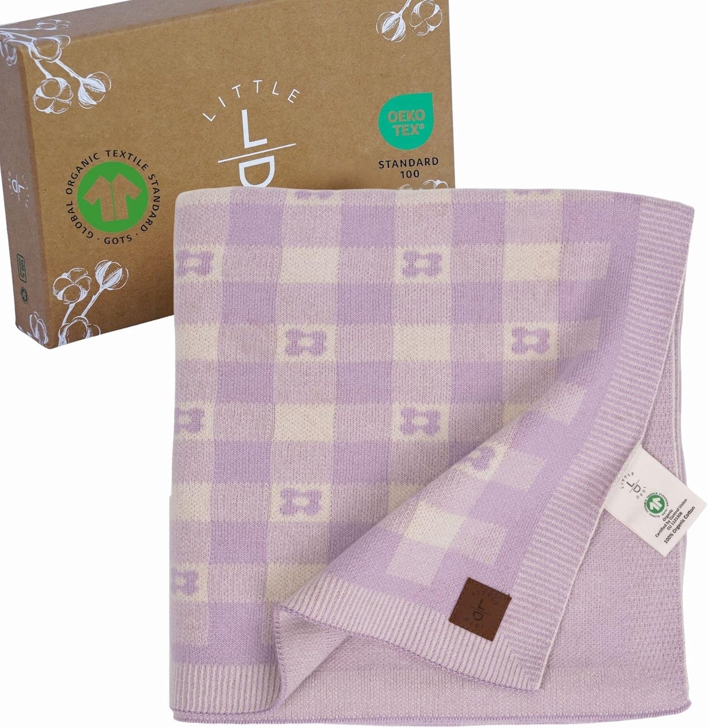 Gender-Neutral Checkered Baby Blanket in Lavender for Swaddling