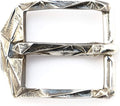 German silver belt buckle Ice 1.5 in - Handmade low poly sculptural