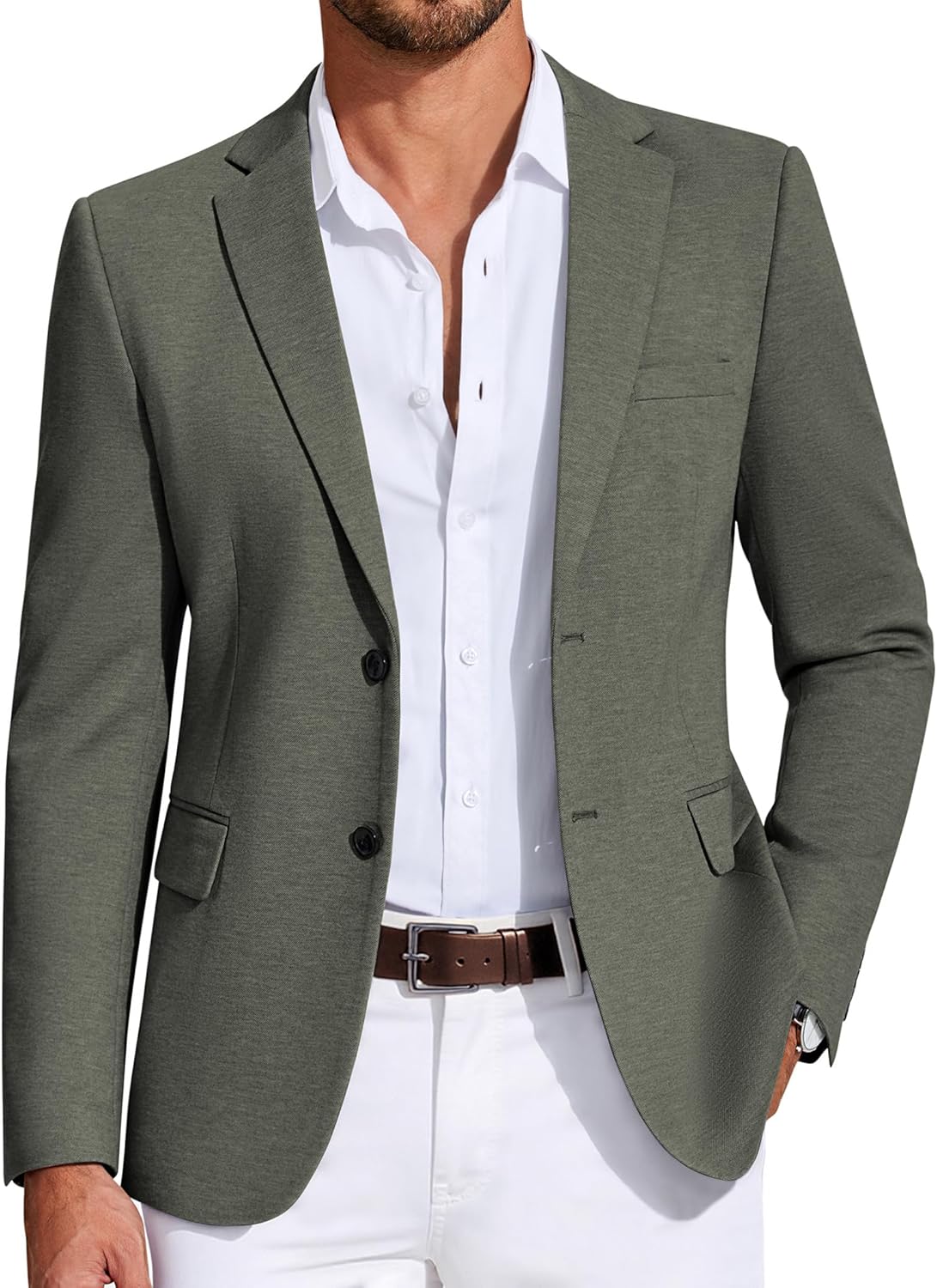 COOFANDY Mens Casual Blazer Lightweight Two Button Suit Jacket