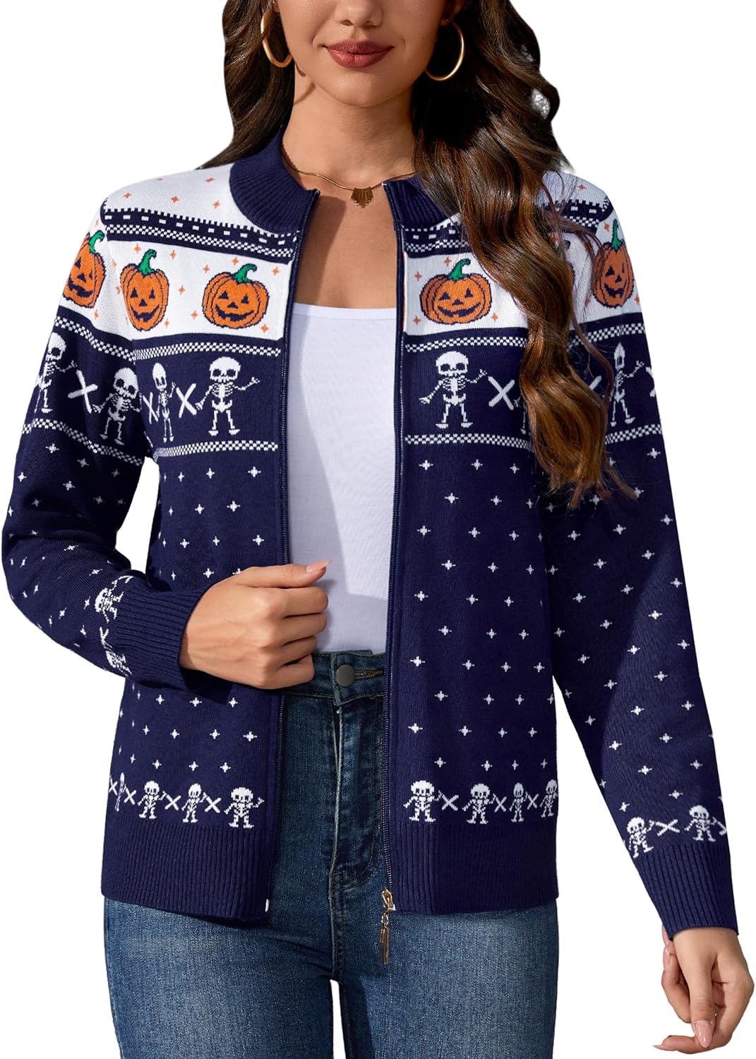 Totatuit Womens Long Sleeve Knitted Zip Up Cardigan Sweater