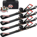 Vehiclex Axle Tie Down Combo Straps with Double J-Hooks - Heavy Duty