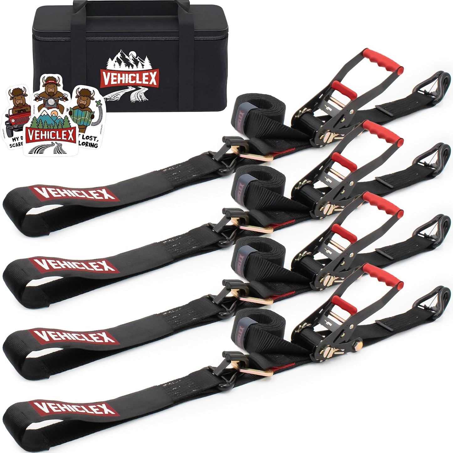 Vehiclex Axle Tie Down Combo Straps - Heavy Duty 4PK for Trailers
