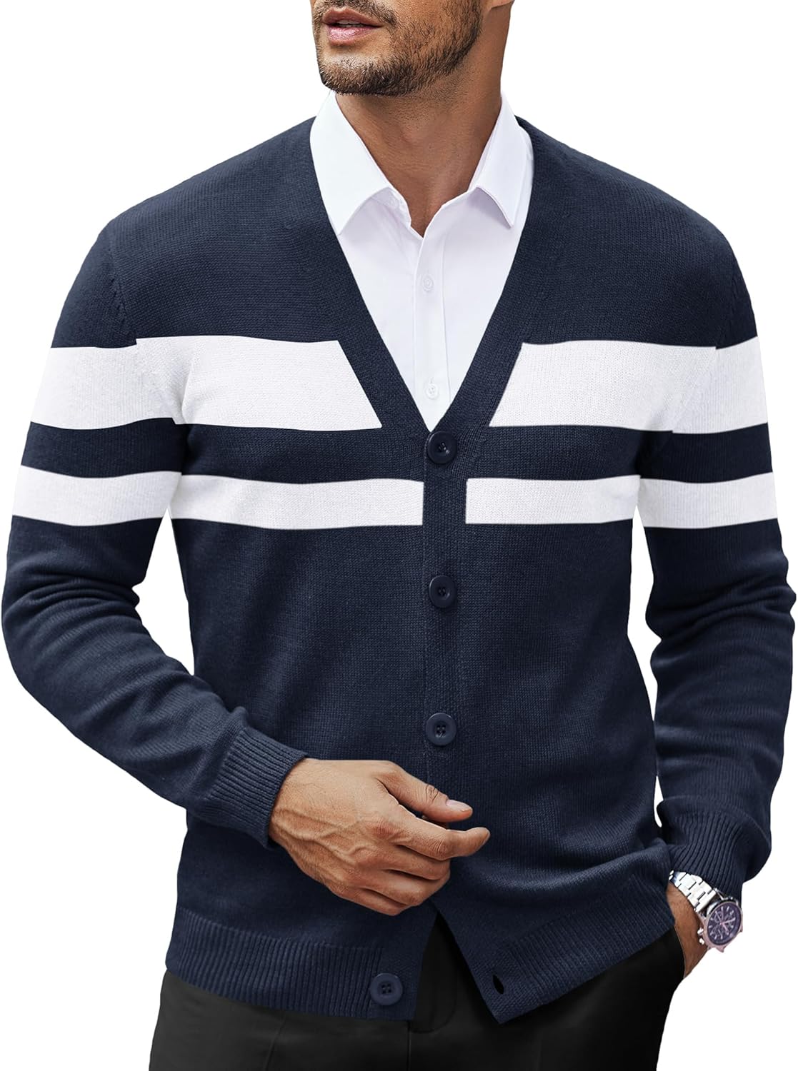 COOFANDY Men's V Neck Cardigan Sweater for Casual Style