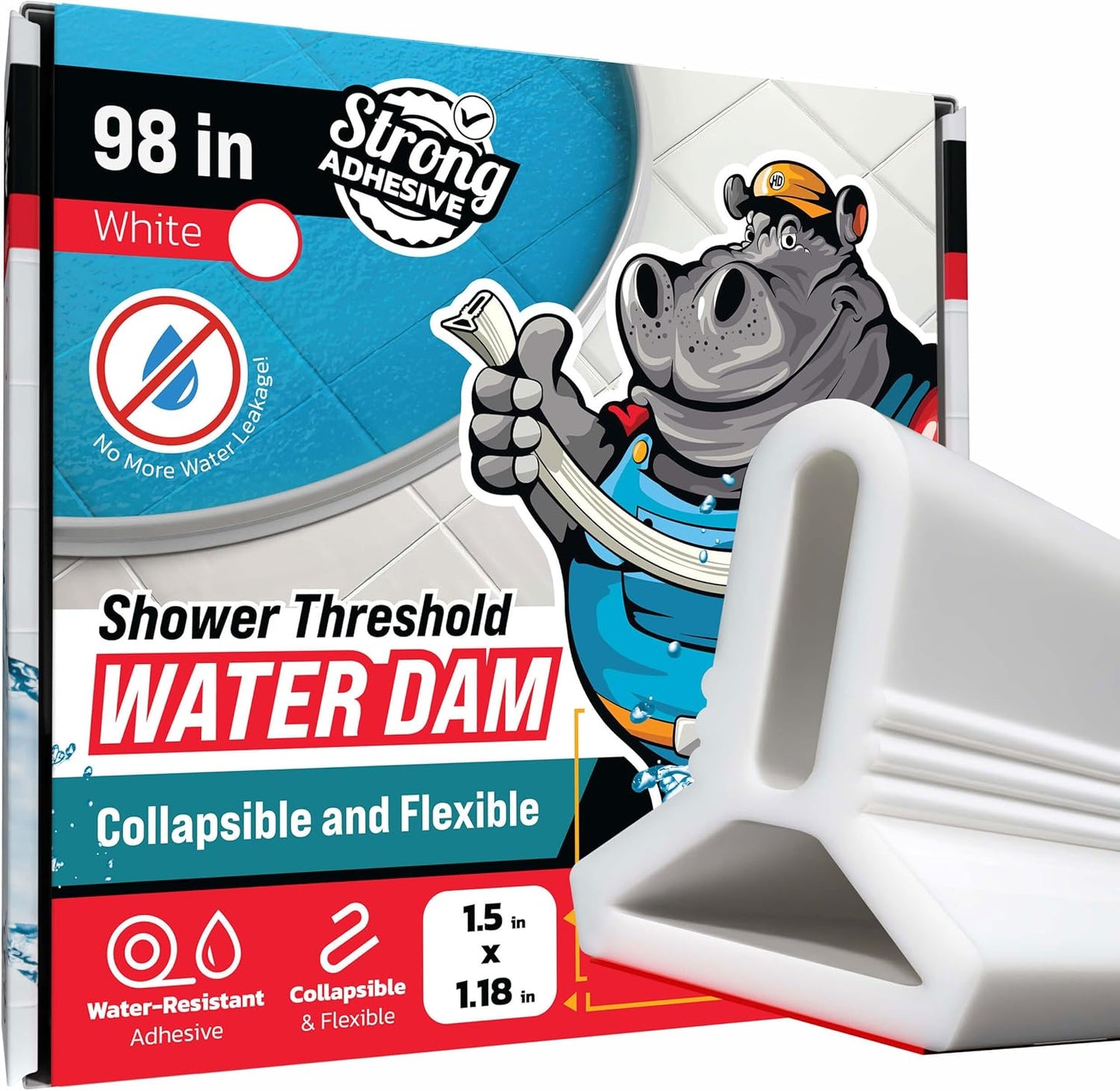 Shower Threshold Water Dam Barrier 98in - Durable Water Blocker