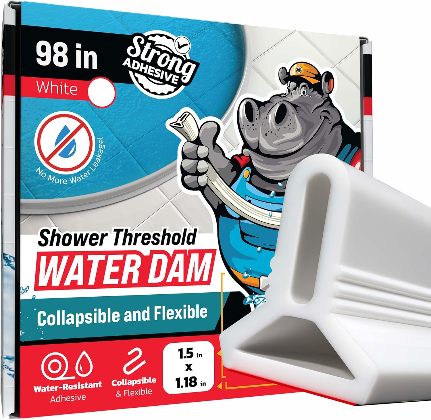 Shower Threshold Water Dam Barrier 98in - Durable Water Blocker