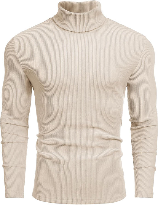 Men's Ribbed Turtleneck Sweater for Casual and Formal Wear