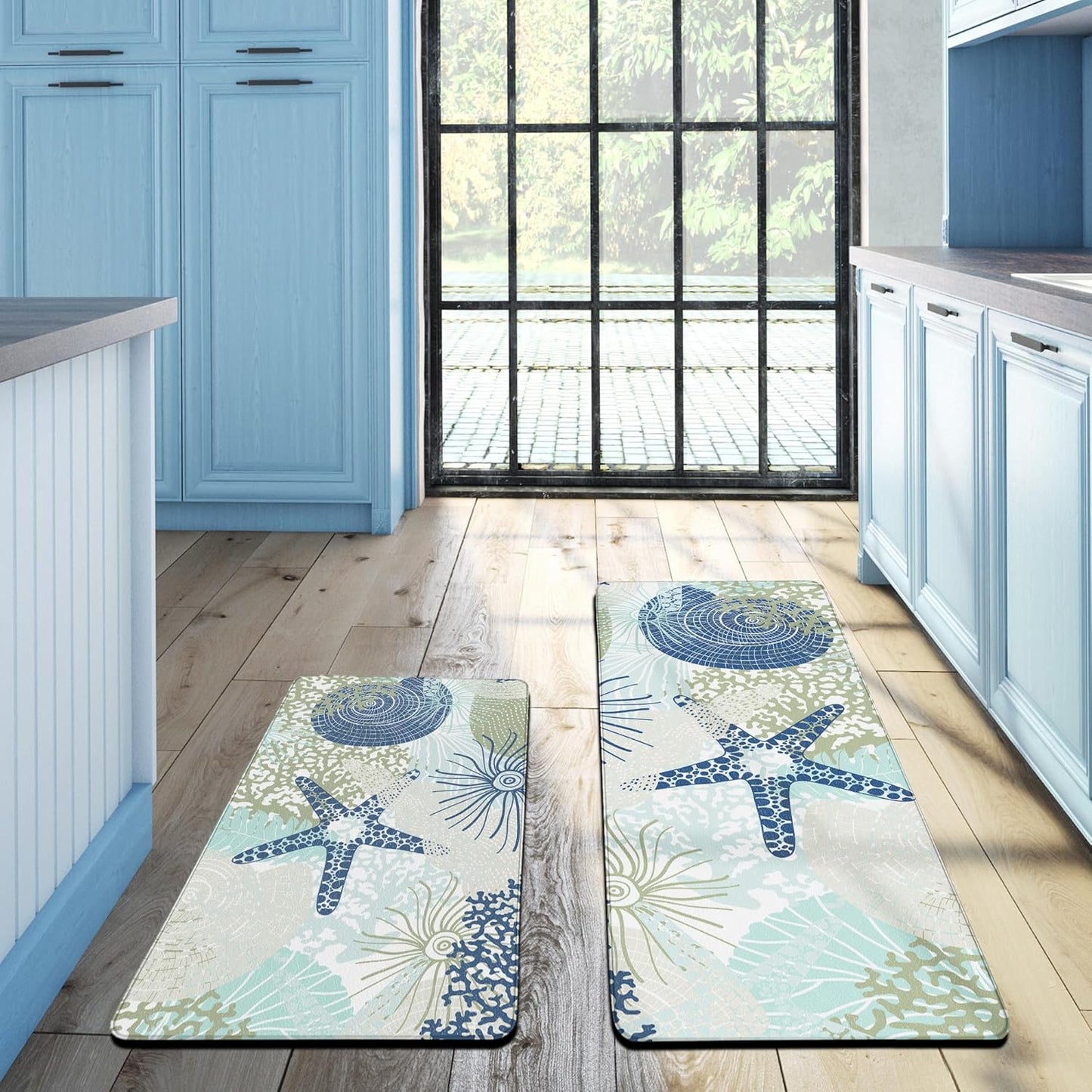 Tritard Coastal Kitchen Mat Set of 2 for Comfort and Style