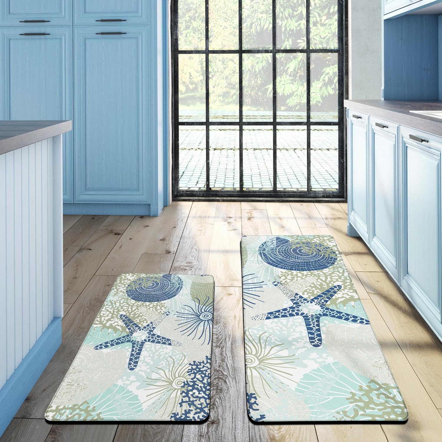 Tritard Coastal Kitchen Mat Set of 2 for Comfort and Style