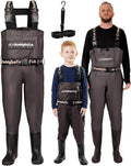 DaddyGoFish Chest Waders for Kids and Adults - All-in-One Family