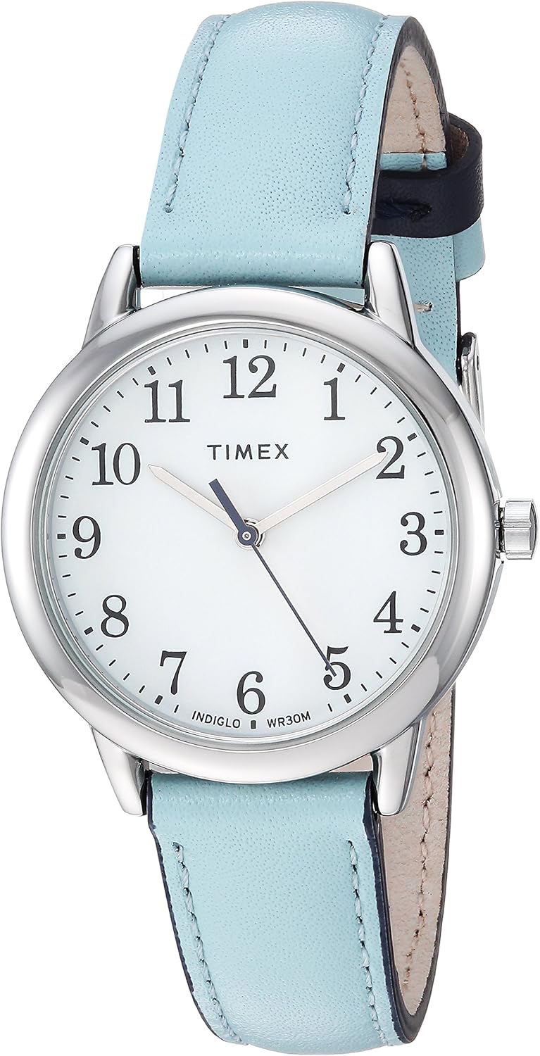 Timex Women's Easy Reader Watch with Light Blue Leather Strap