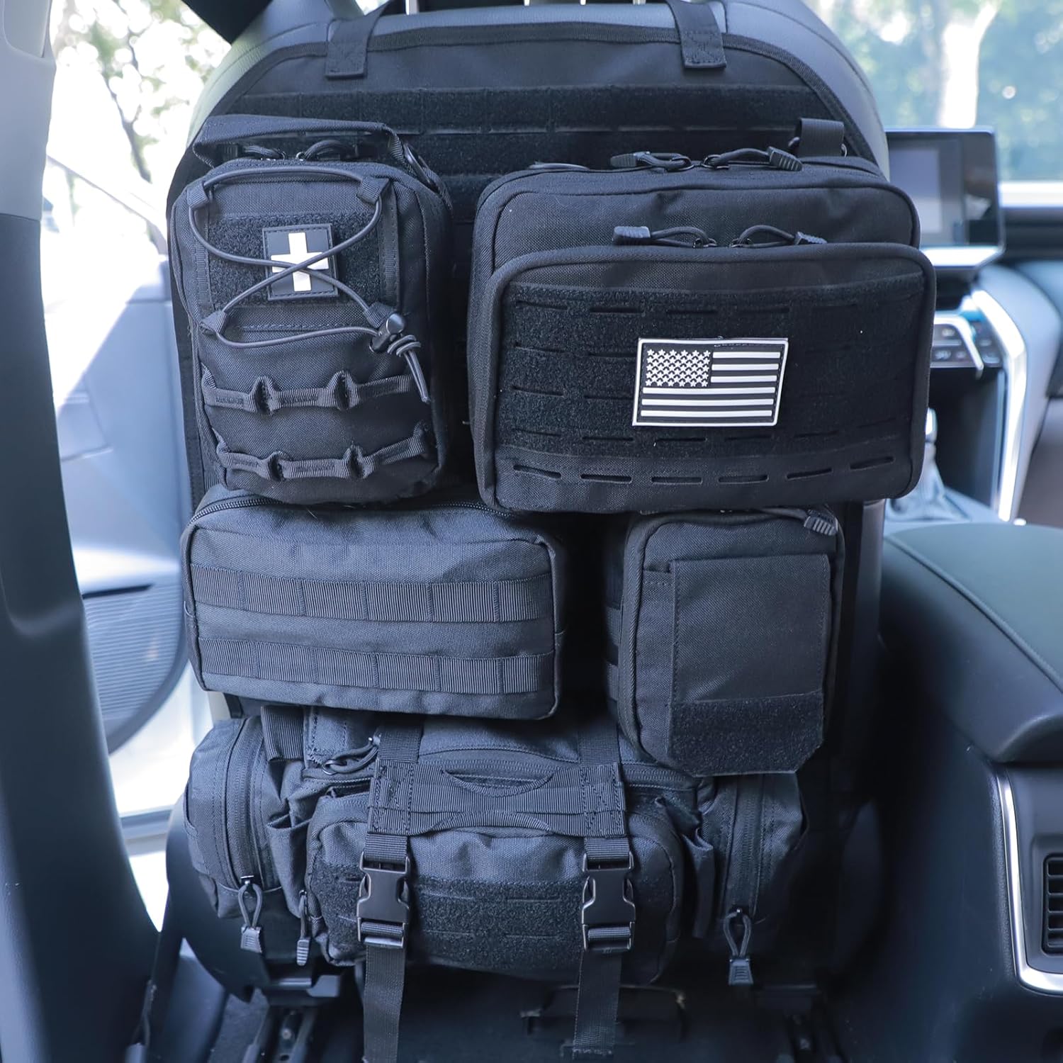 Universal Tactical Seat Back Organizer with Molle Pouches for Vehicles