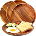 FANICHI Wooden Plates Set of 4 11in - Handcrafted Acacia Dinner Plates