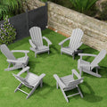 Adirondack Chairs Set of 6 - Durable Plastic Patio Chairs with Wood