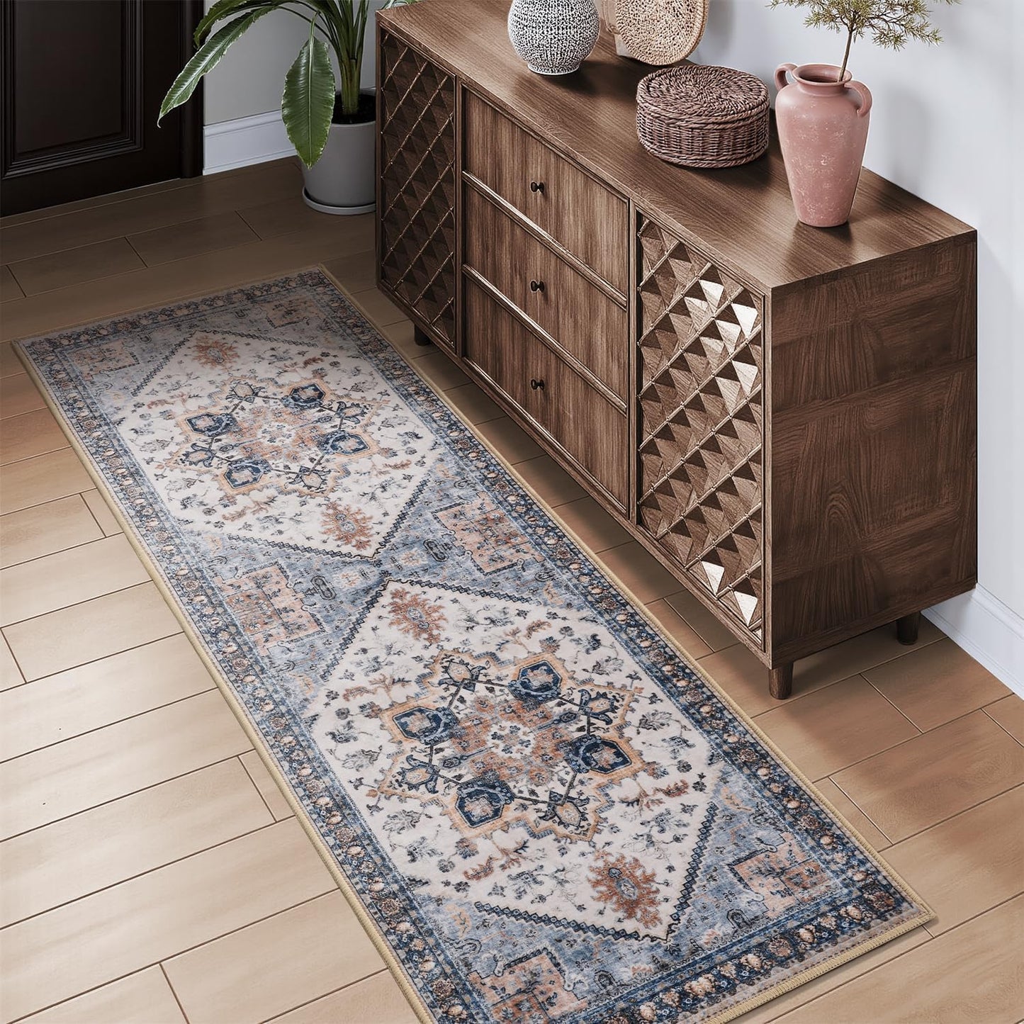 Runner 2x6 Runners for Hallways Soft Vintage Floral Medallion