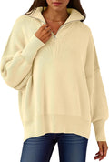 ANRABESS Oversized Quarter Zip Sweater Pullover - Cozy Everyday Fit in