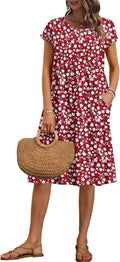 Women's Summer Knee-Length Loose Dress with Pockets (Style 5H85)