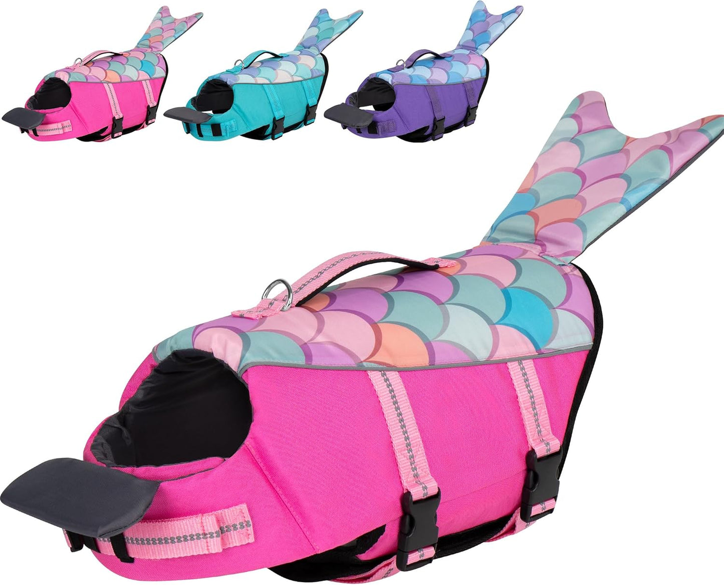 Cyeollo Dog Life Jacket Mermaid Safety Vest for Swimming Dogs