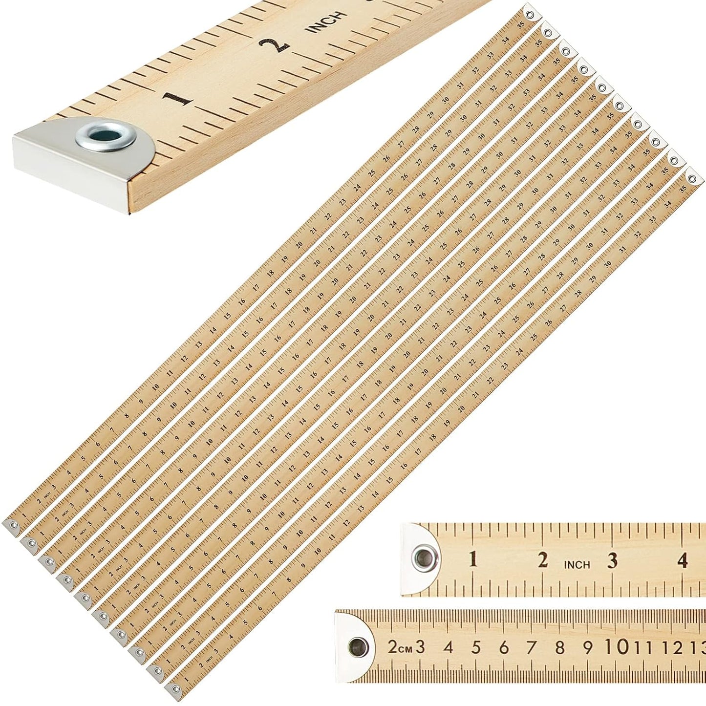 10 Pcs Heavy Duty Wooden Yardstick Ruler for Accurate Measuring