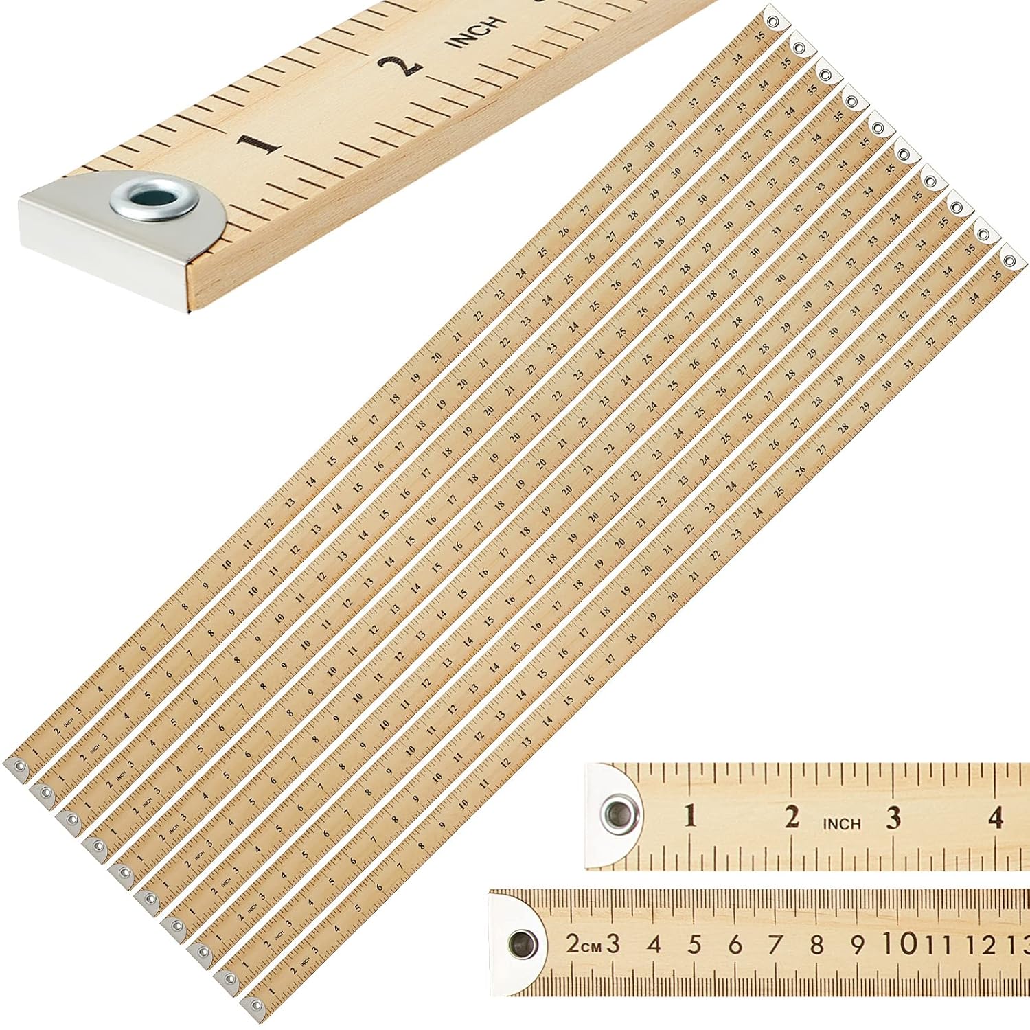 10 Pcs Heavy Duty Wooden Yardstick Ruler for Accurate Measuring