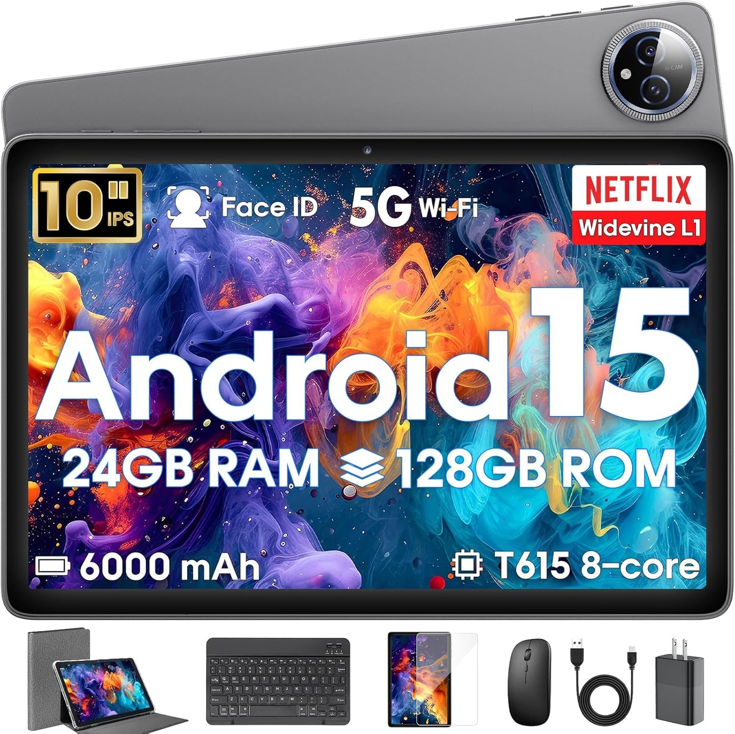 High-Performance Android 15 Tablet with Keyboard and Stylus