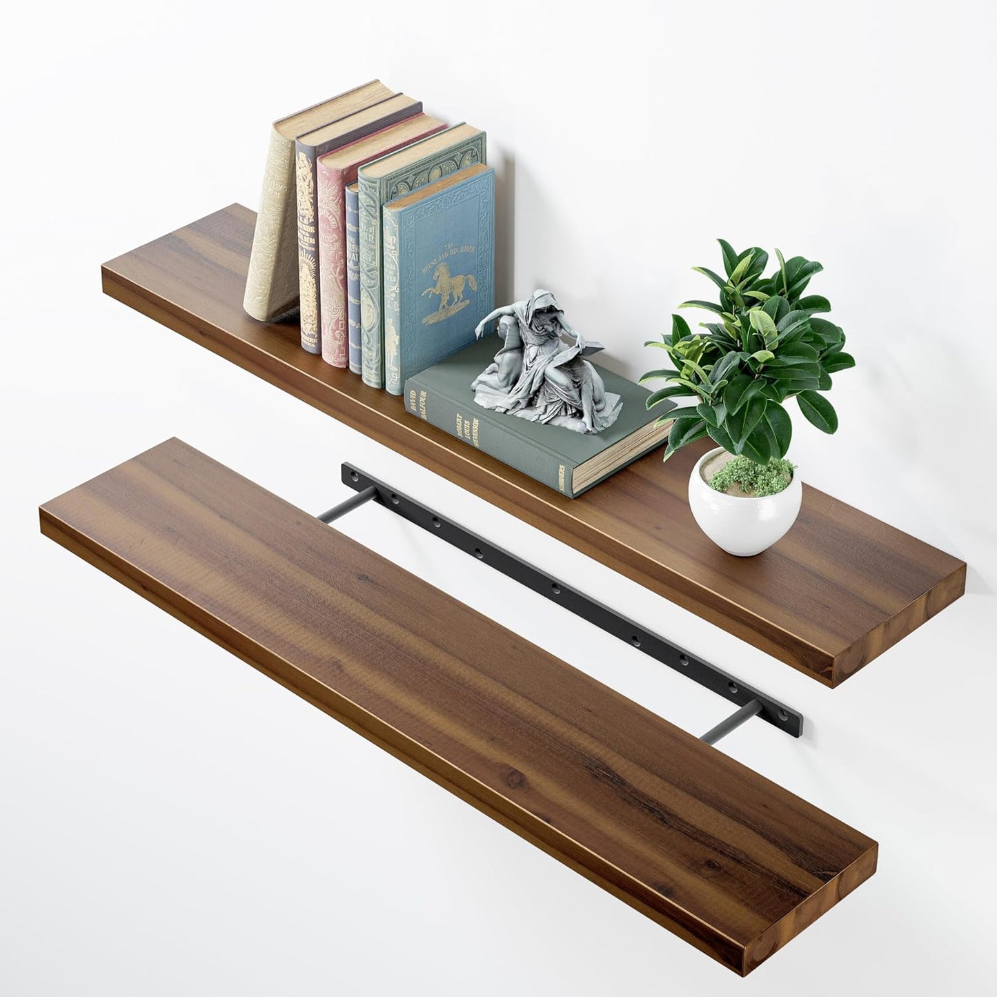 36in Acacia Floating Shelves Set of 2 for Rustic Home Decor