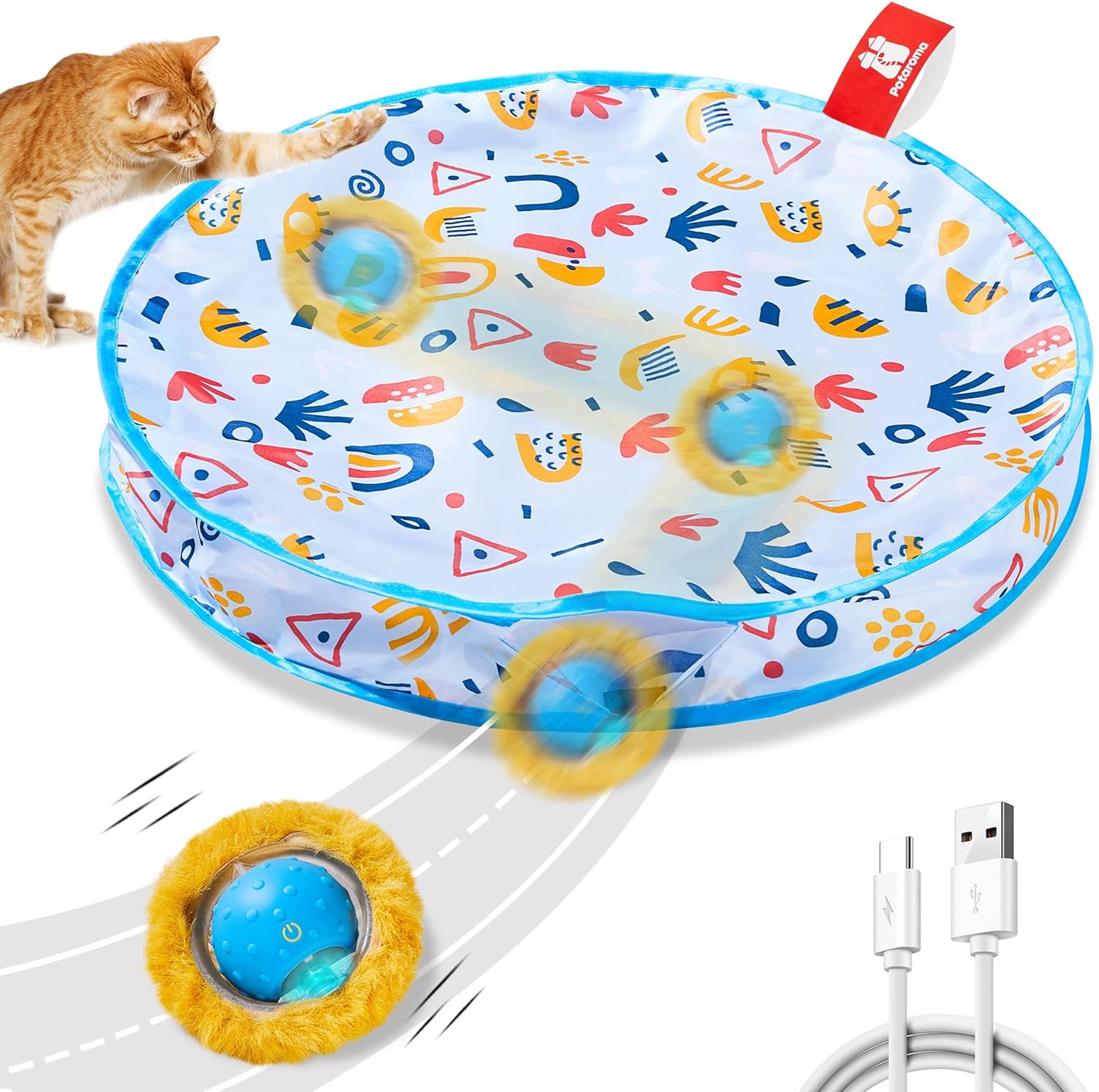 Potaroma Interactive Cat Toy: Automatic Moving Ball Hide and Seek Game