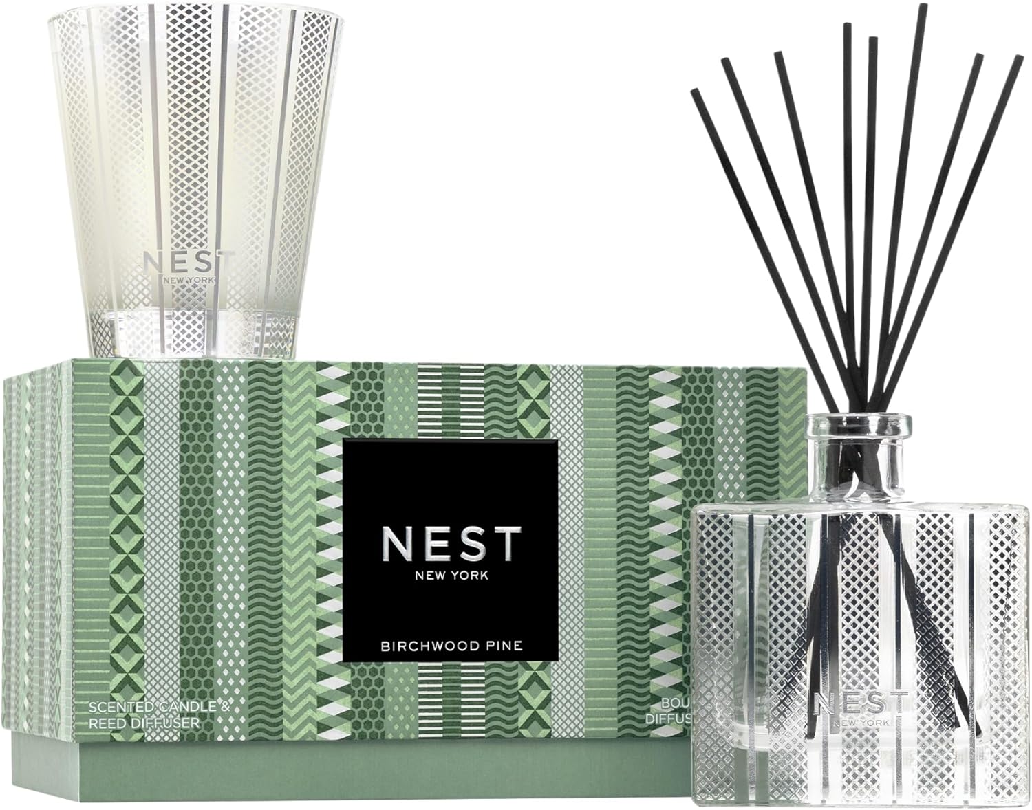 Birchwood Pine Scented Candle & Diffuser Set for Holidays