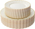 Elegant 60 Pack Ivory Plastic Plates with Gold Rim - Perfect for Parties!