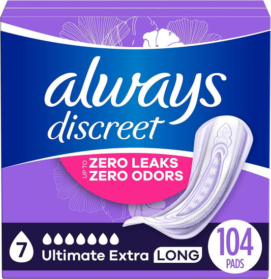 Ultimate Extra Protect Incontinence Pads, Long Length, 104 CT