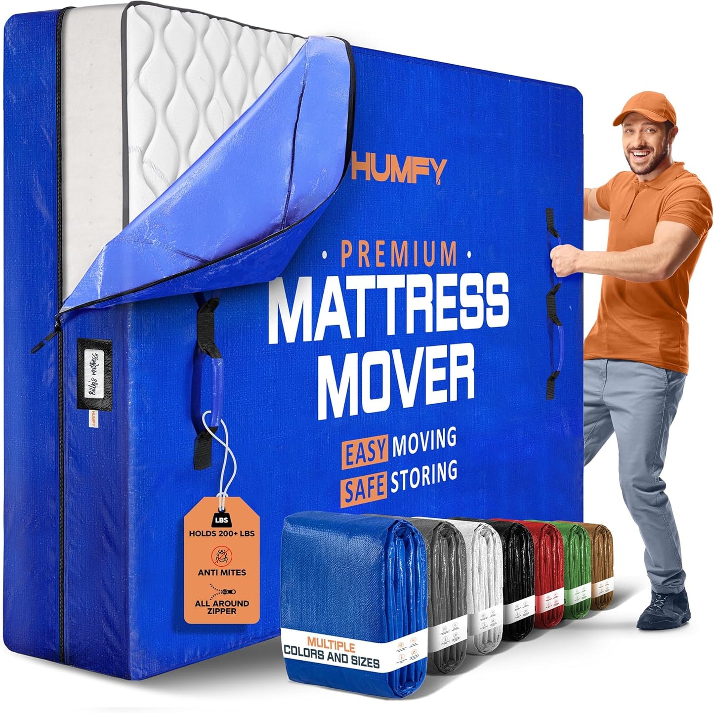 Mattress Bags For Moving With 8 Handles - Heavy-Duty Storage Cover