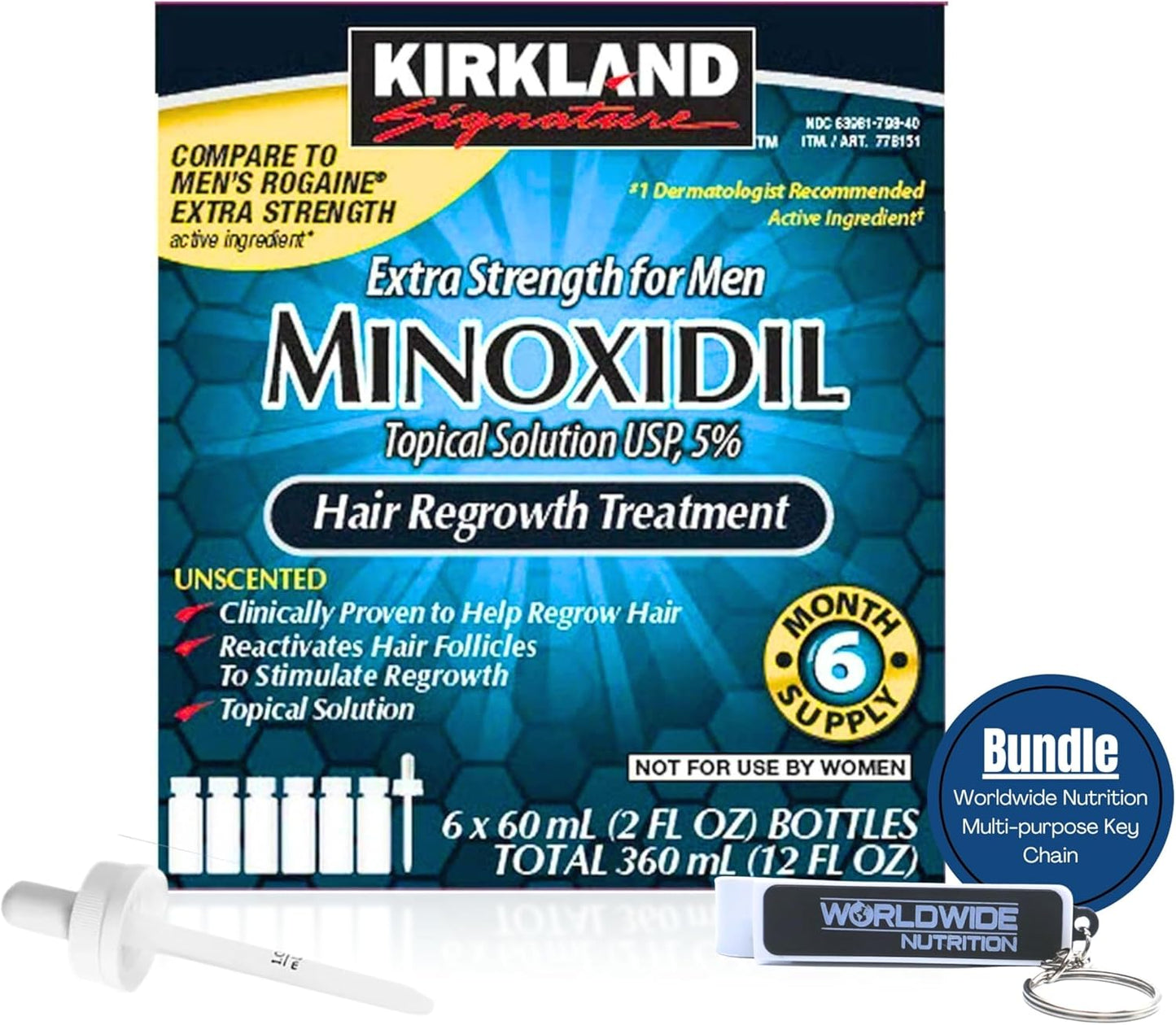 Worldwide Nutrition Bundle for Kirkland Minoxidil 5% Hair Regrowth