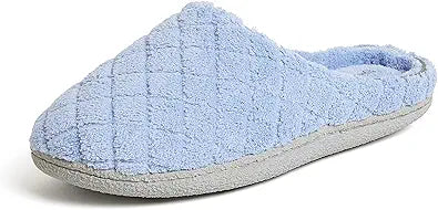 Dearfoams Womens Leslie Quilted Terry Casual Slippers in Blue