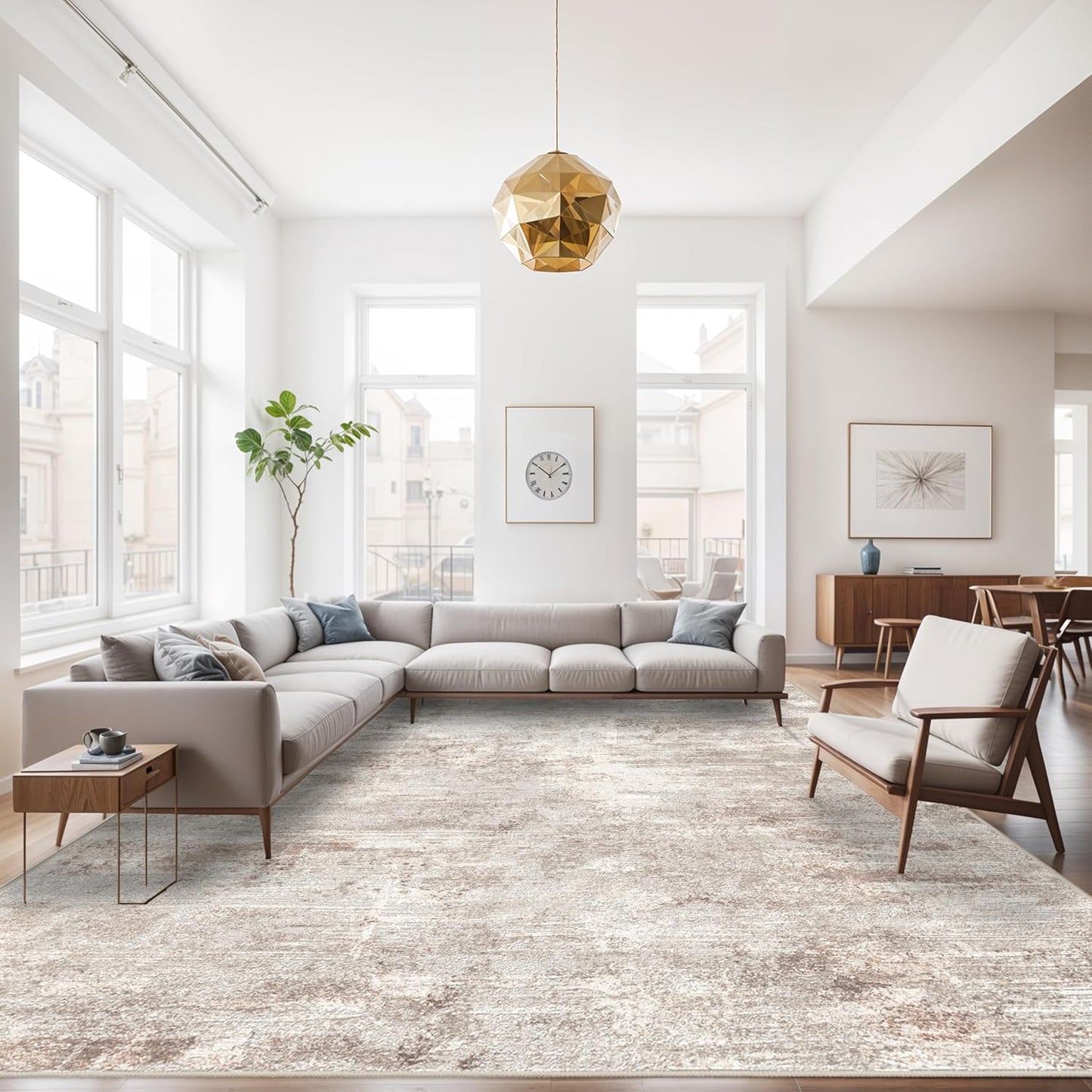 RUUGME 9X12 Abstract Area Rug: Soft Washable Non-Slip Carpet
