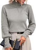 Upopby Women's Turtleneck Lantern Sleeve Sweater - Soft Knit Pullover
